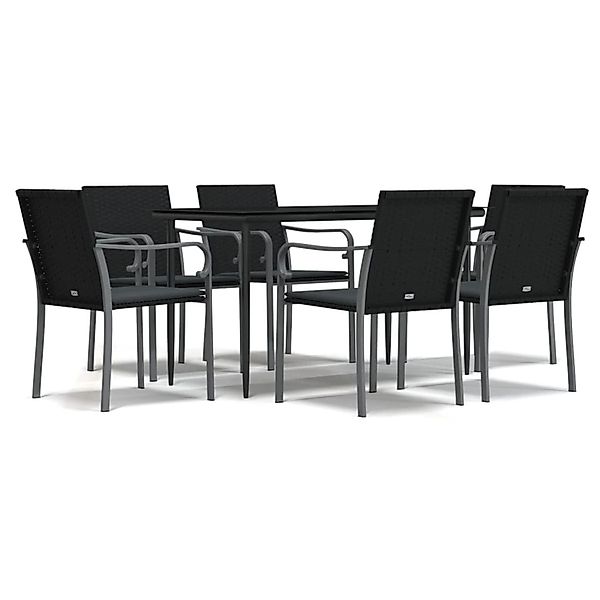 vidaXL 7-Tlg Garten-Essgruppe mit Kissen Poly Rattan und Stahl 3186944 günstig online kaufen