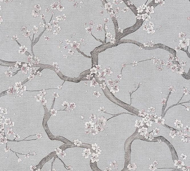 living walls Vliestapete Satintapete, Blütenmuster, grau rosa 781993 günstig online kaufen