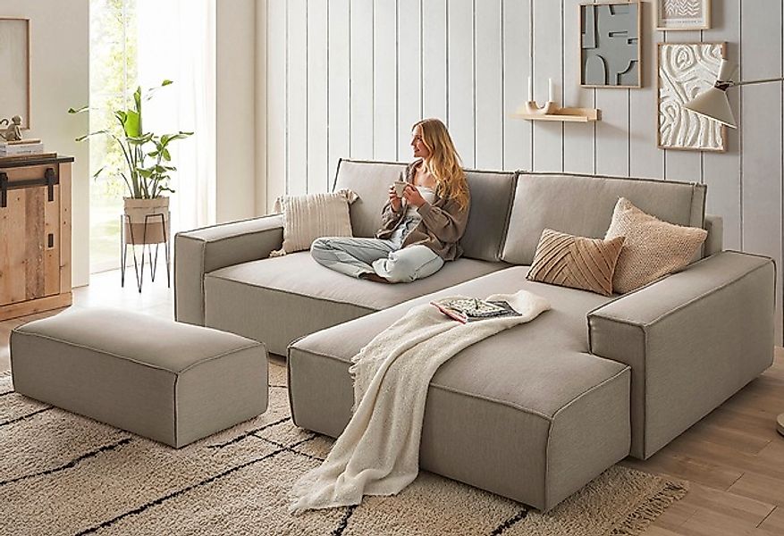 Home affaire Polsterecke »NEU: SHERWOOD XXL tief, L-Form mit Schlaffunktion günstig online kaufen