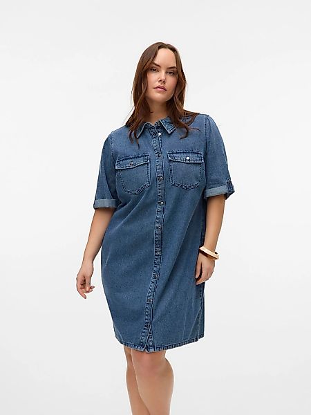 Vero Moda Curve Jeanskleid "VMCJENNIE SS SHORT DENIM DRESS GA CUR" Brusttas günstig online kaufen