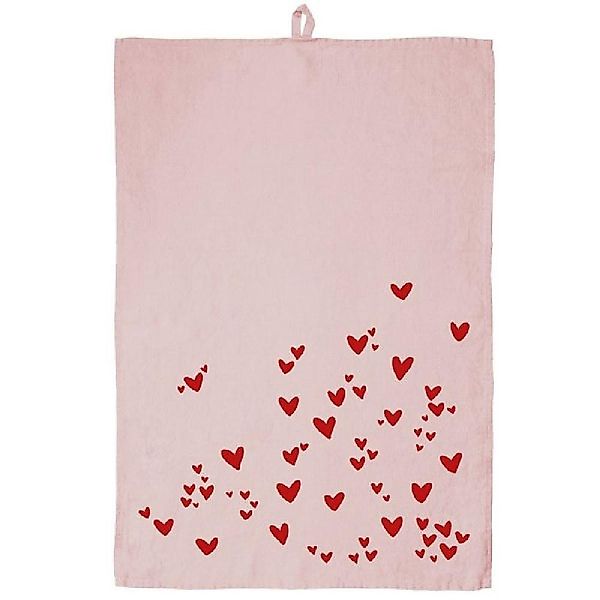 Frohstoff Geschirrtuch Geschirrtuch Herzen Leinen Rosa günstig online kaufen