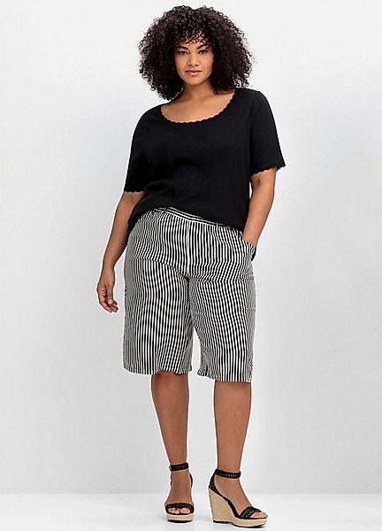 Sheego T-Shirt T-Shirt Kurzarm mit Ajourmuster und Spitzendetails günstig online kaufen