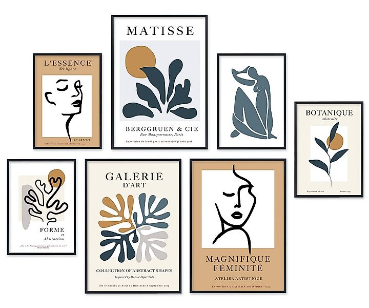 Hyggelig Home Poster Abstrakt, Premium Poster Set OHNE & MIT Rahmen - 7 Wan günstig online kaufen