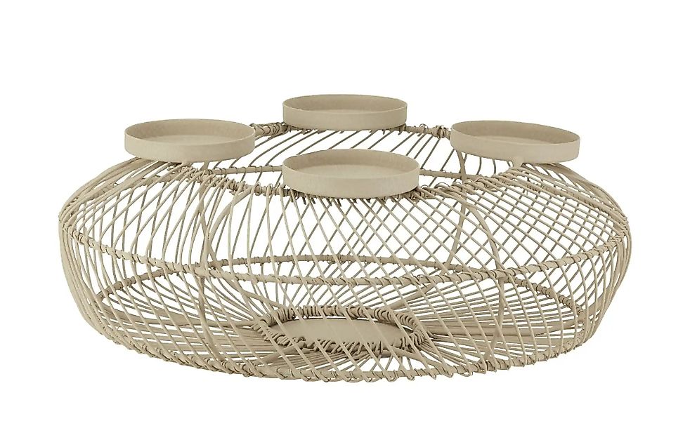 HOME STORY Adventskerzenständer   ¦ beige ¦ Eisen ¦ Maße (cm): B: 34 H: 13 günstig online kaufen