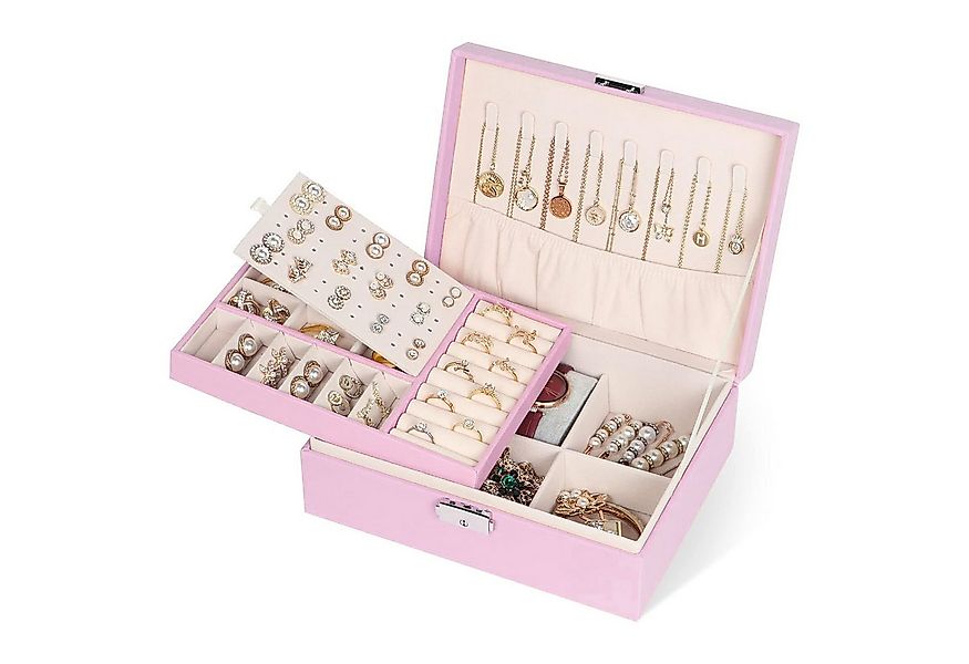 OSTWOLKE Schmuckkasten 2 Schichten Schmuckkästchen Schmuckschatulle Schmuck günstig online kaufen