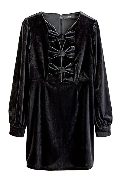 Next Minikleid Langärmeliges Minikleid mit Samtschleife günstig online kaufen