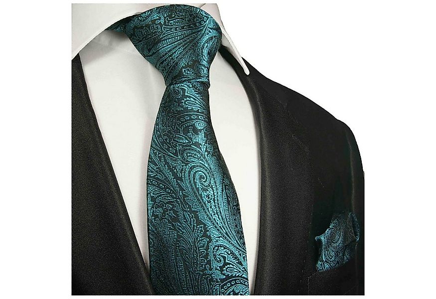 Paul Malone Krawatte Herren Seidenkrawatte mit Tuch modern paisley floral 1 günstig online kaufen