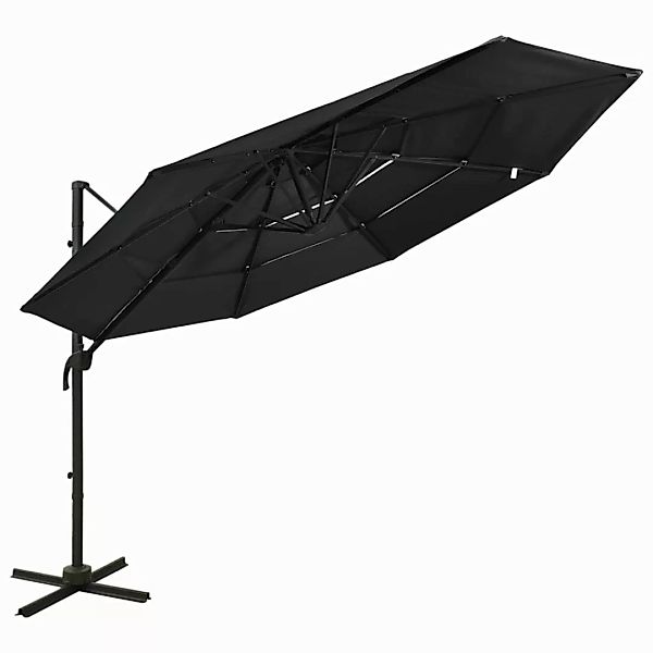 Sonnenschirm Mit Aluminium-mast 4-lagig Schwarz 3x3 M günstig online kaufen