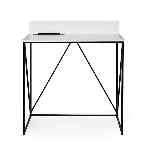 Design Schreibtisch mit Tablet Halterung Schwarz und Weiß günstig online kaufen