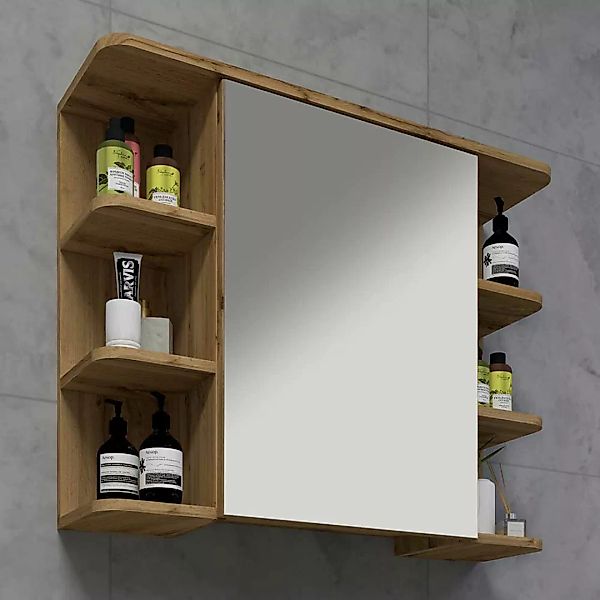 Badezimmer Spiegelschrank in Wildeiche Honigfarben NB 80 cm breit günstig online kaufen