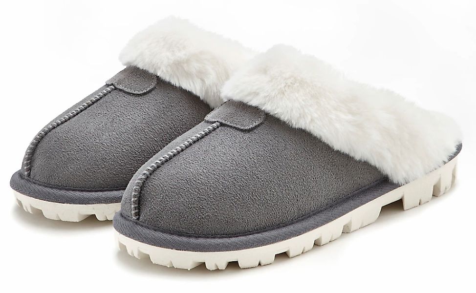 Vivance Pantolette "Plüsch Hausschuhe, Hausschuh, Pantoffeln, Clogs, Schlap günstig online kaufen