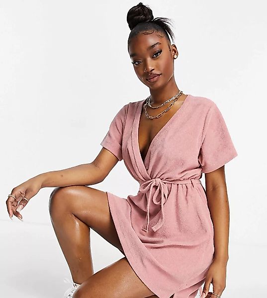 New Girl Order – Exklusives Minikleid aus Frottee-Terry in Zartrosa mit Wic günstig online kaufen