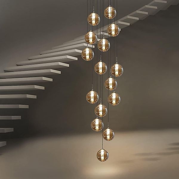 Nettlife Pendelleuchte G9 Pendelleuchte 3-flammig Bernstein/Grau günstig online kaufen