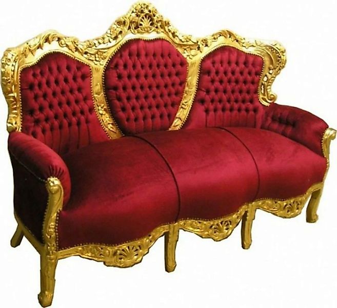 Casa Padrino Sofa Barock Sofa Garnitur King Bordeaux / Gold - Barock Möbel günstig online kaufen