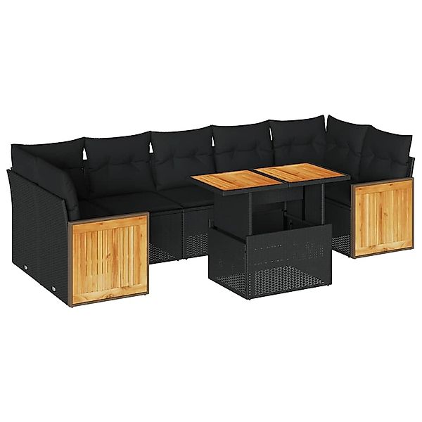 vidaXL 8-Tlg Garten-Sofagarnitur mit Kissen Schwarz Poly Rattan 3327681 günstig online kaufen