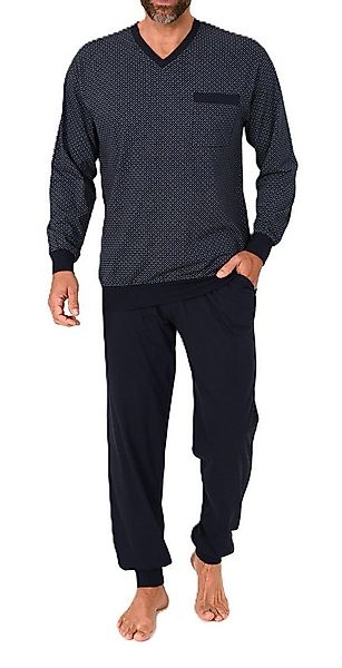 Normann Pyjama Normann Herren Schlafanzug lang mit Bündchen - Pyjama mit V- günstig online kaufen