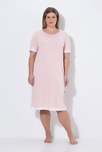Ulla Popken Nachthemd Nachthemd Spitzenkanten Rundhals Halbarm günstig online kaufen