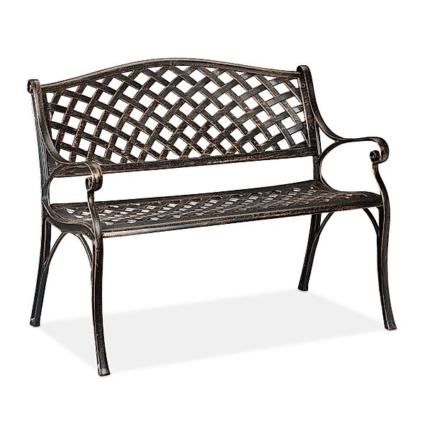 relaxdays Gartenbank Metall in Schwarz Bronze günstig online kaufen