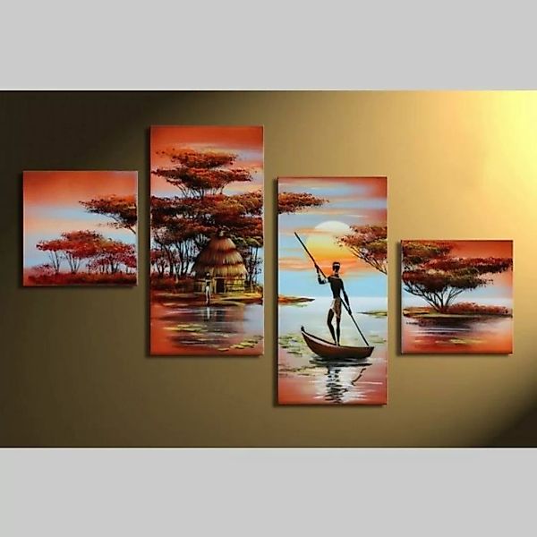 4 Leinwandbilder AFRIKA Mann (2) 80 x 50cm Handgemalt günstig online kaufen