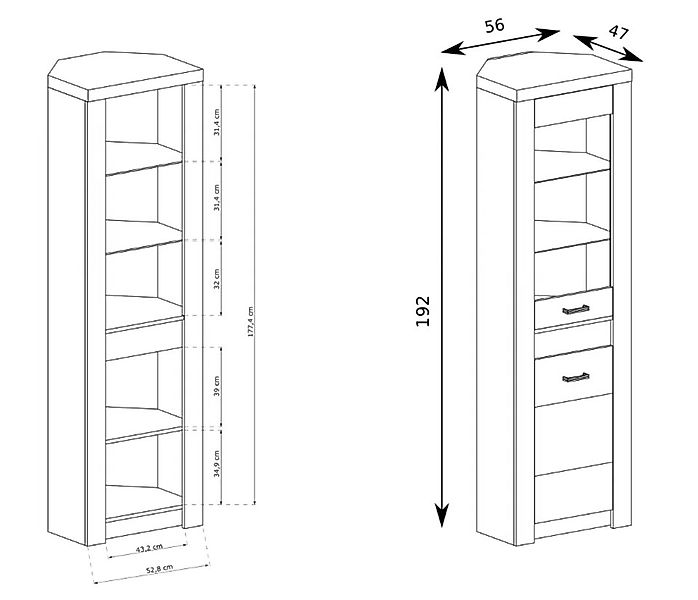 Beautysofa Eckvitrine Polis I-23 mit Glastür günstig online kaufen