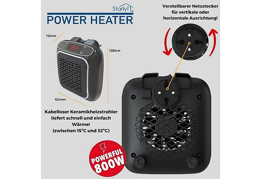 Starlyf Heizlüfter Power Heater, 800 W, Wandheizgerät, Steckdosen Mini Heiz günstig online kaufen