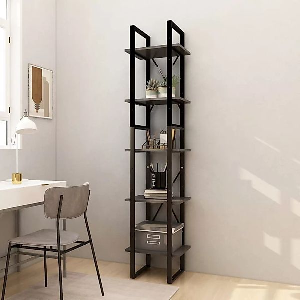 Bücherregal 5 Fecher Grau 40x30x175 Cm Massivholz Kiefer günstig online kaufen