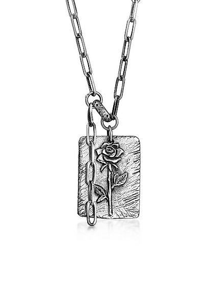 HAZE & GLORY Silberkette Gliederkette Vintage Anhänger Rose 925 Silber, Plä günstig online kaufen