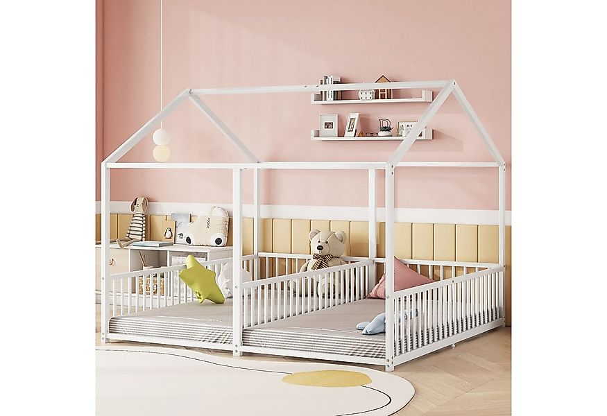 Merax Kinderbett (Eisenrahmen, 1-tlg., Jugendbett Hausbett Kinderhaus Boden günstig online kaufen