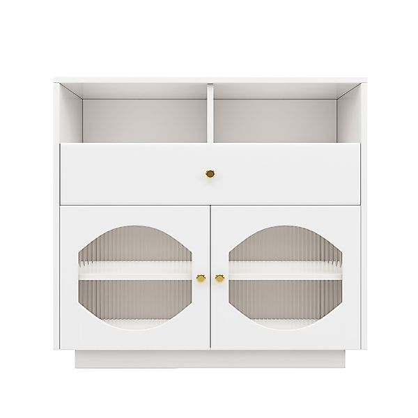 Küchenschrank, Sideboard mit Glastüren, Modernes Design, Geräumiger Staurau günstig online kaufen