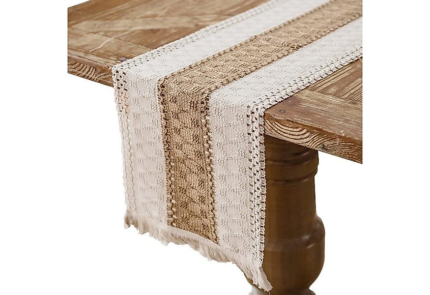 Kaket Tischläufer Makramee Tischläufer Boho Baumwollflachs Tischläufer mit günstig online kaufen