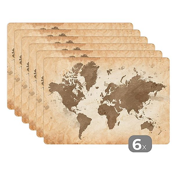 MuchoWow Platzset Weltkarte - Beige - günstig online kaufen