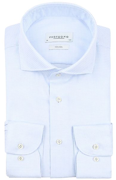 Profuomo Dobby Mouliné Hemd Print Hellblau   - Größe 40 günstig online kaufen