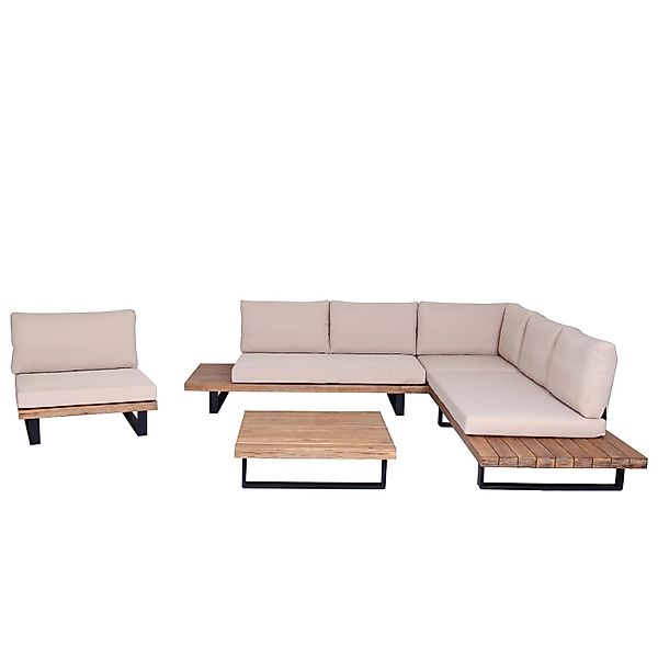 MCW Garten-Garnitur H54 4er-Set Hellbraun Polster Beige günstig online kaufen