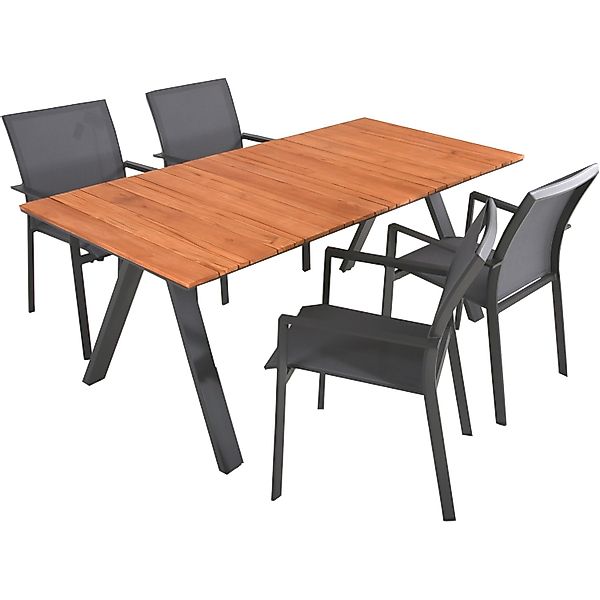 Garden Pleasure Gartenmöbel-Set Set-02 Davina 5-teilig Silber-Braun FSC® günstig online kaufen