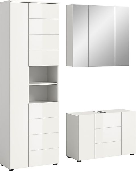 welltime Badmöbel-Set »Biel, Höhe 190 cm, Hochschrank, Unterschrank, Spiege günstig online kaufen