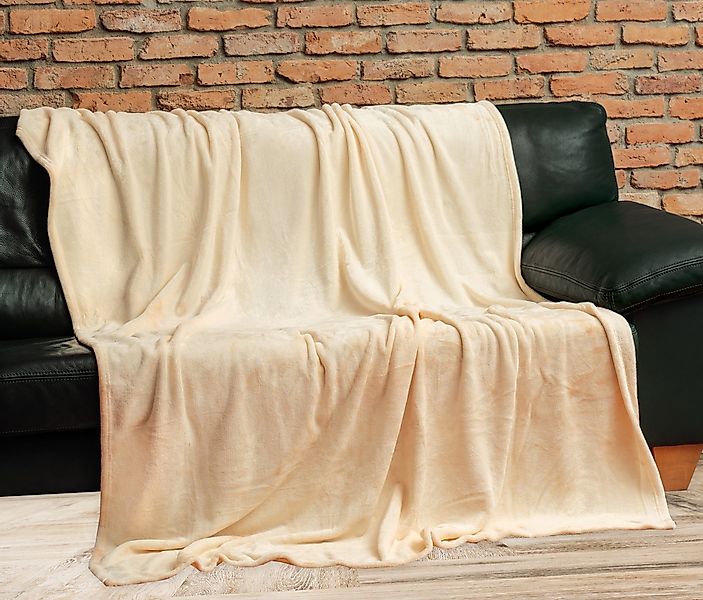 Wohndecke, Heubergshop, Kuscheldecke Tagesdecke 150x200cm flauschig Natur E günstig online kaufen