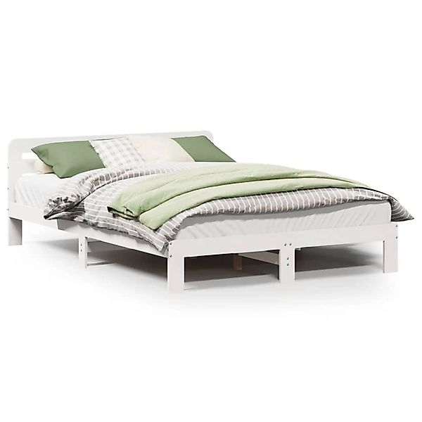 vidaXL Massivholzbett ohne Matratze Weiß 150x200 cm Kiefernholz 855553 günstig online kaufen