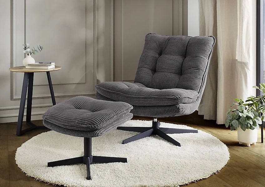 Jockenhöfer Gruppe Relaxsessel "Kasper", Inklusive Hocker, 360 Drehfunktion günstig online kaufen