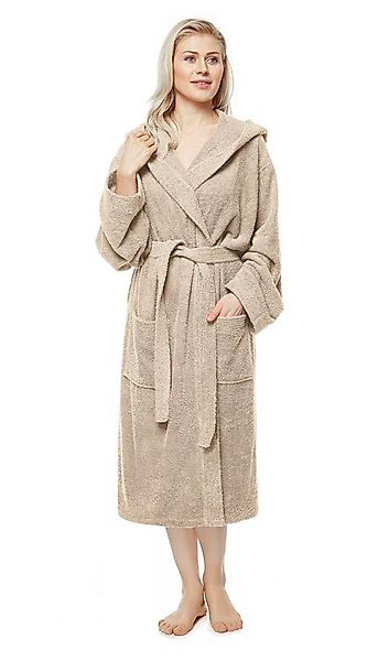Arus Damenbademantel Pandora, waden lang, mit Kapuze, 100% Baumwolle, für S günstig online kaufen
