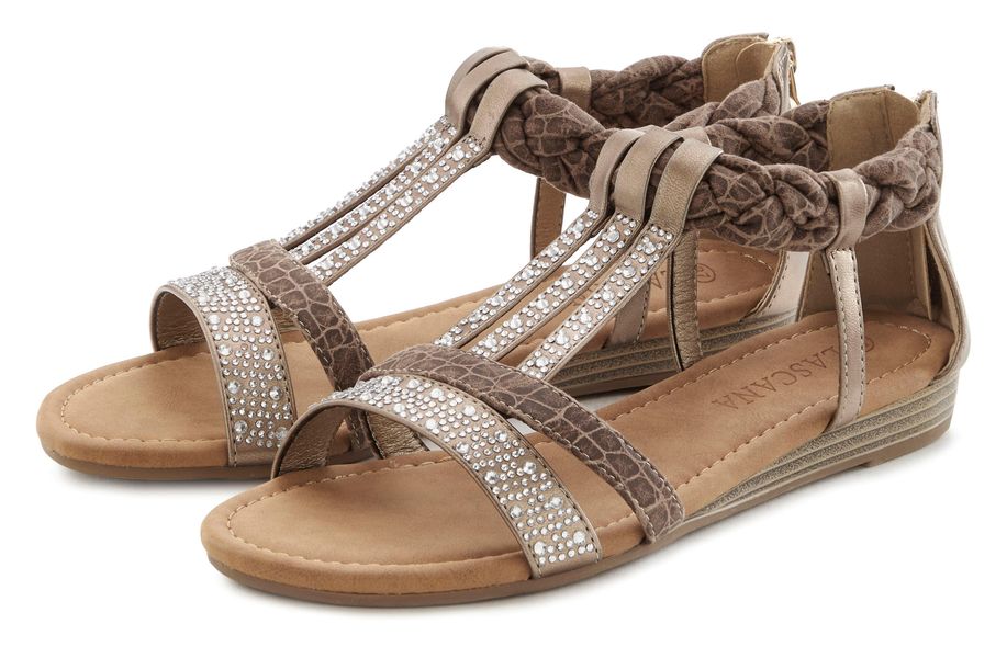 LASCANA Sommerschuh, Sandalette Sandale mit Glitzersteinen günstig online kaufen