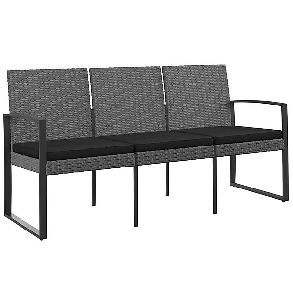 furnicato Gartenbank 3-Sitzer mit Kissen Dunkelgrau günstig online kaufen