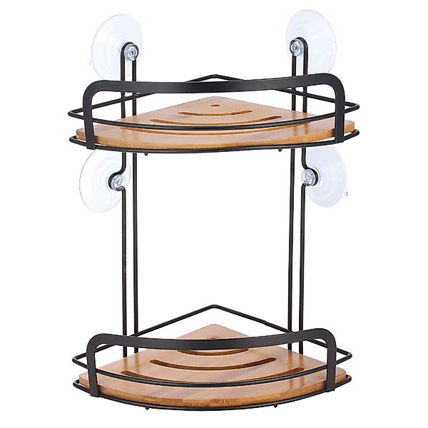MSV Eck-Duschregal Hiko 21 cm x 21 cm x 34 cm Schwarz-Braun günstig online kaufen