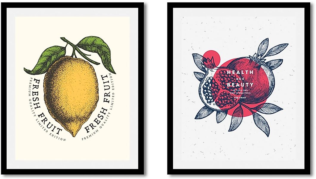 queence Bild »Set Feline«, Obst-Obst Bilder-Schriftzüge-Schriftzug-Essen-Le günstig online kaufen