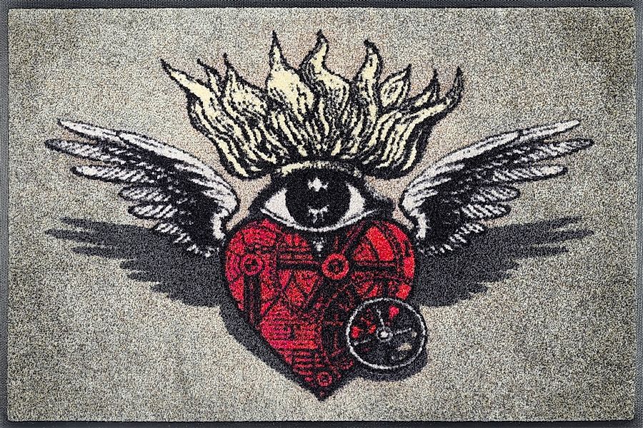 wash+dry by Kleen-Tex Fußmatte "Flaming Heart" rechteckig 7 mm Höhe günstig online kaufen