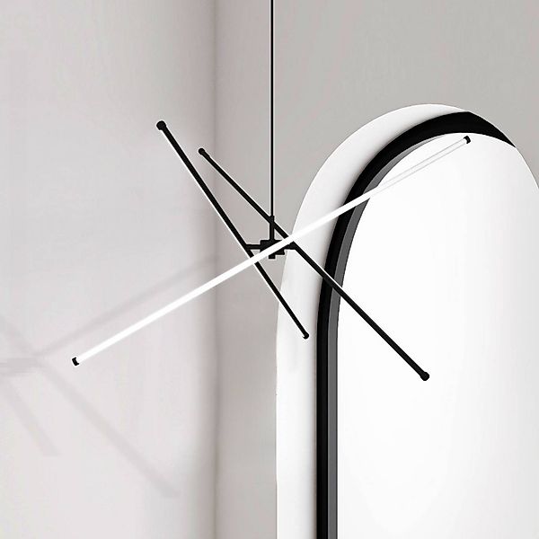 LED-Pendellampe Sandy, Länge 90 cm, schwarz, Metall günstig online kaufen