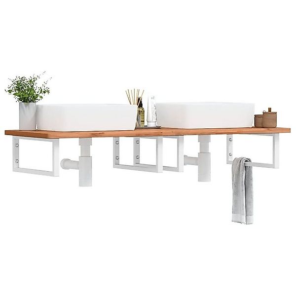 vidaXL Waschbeckenschrank Waschbeckenregal Wandmontage Stahl und Massivholz günstig online kaufen