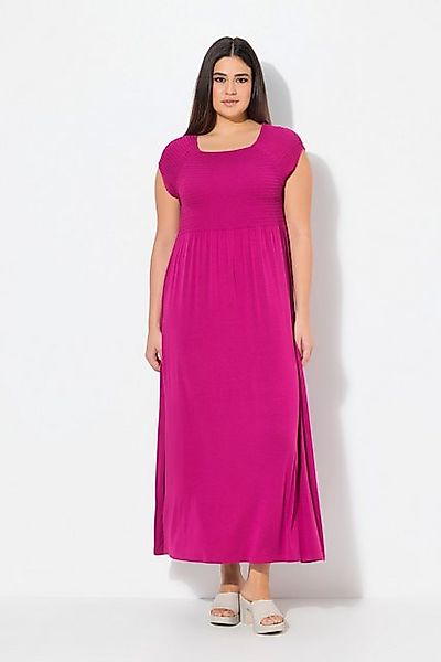 Ulla Popken Maxikleid Kleid A-Linie gesmokt Carré-Ausschnitt Halbarm günstig online kaufen
