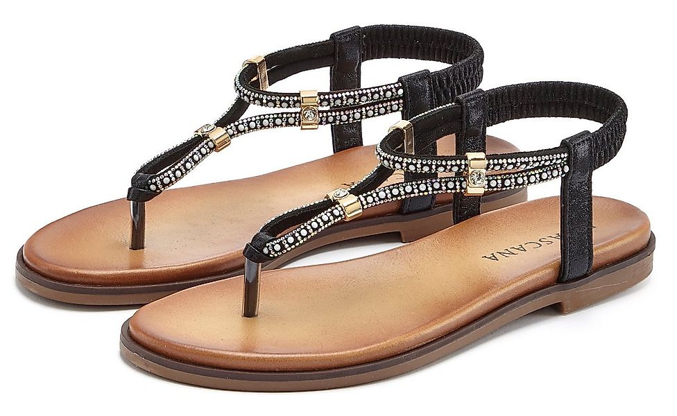 LASCANA Zehentrenner mit Schmucksteinchen, Sandale VEGAN günstig online kaufen