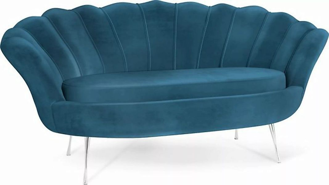 WFL GROUP Sofa Muschel, Samt 2-Sitzer Couch mit Golden oder Silber Metallbe günstig online kaufen