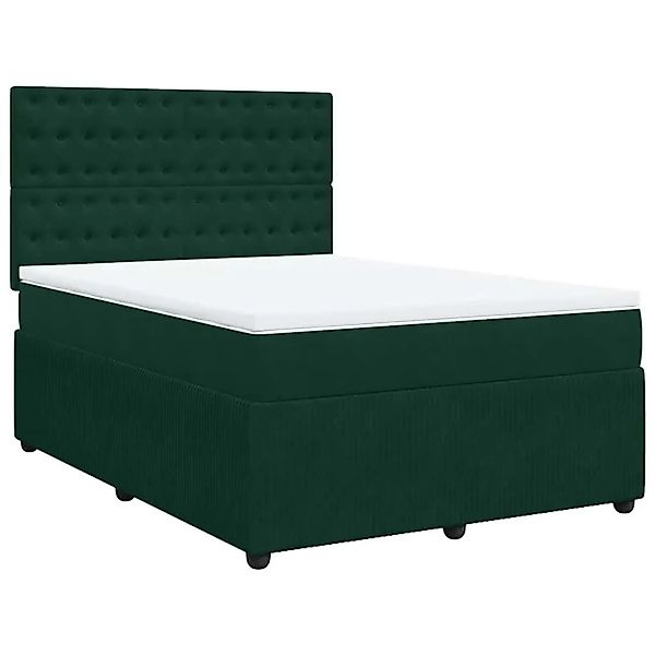 vidaXL Boxspringbett mit Matratze Dunkelgrün 140x190 cm Samt 3292349 günstig online kaufen